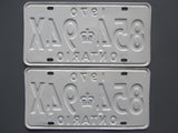 1970 YOM Clear Ontario License Plates