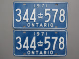1971 YOM Clear Ontario License Plates