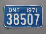 1971 YOM Clear Ontario Motorcycle License Plate