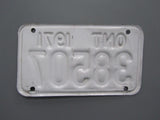 1971 YOM Clear Ontario Motorcycle License Plate