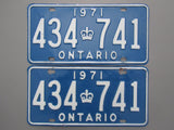 1971 YOM Clear Ontario License Plates