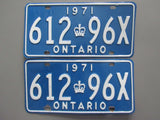 1971 YOM Clear Ontario License Plates