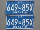 1971 YOM Clear Ontario License Plates