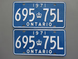 1971 YOM Clear Ontario License Plates