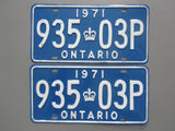 1971 YOM Clear Ontario License Plates