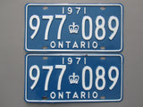 1971 YOM Clear Ontario License Plates