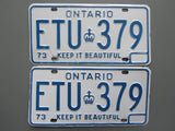 1973 YOM Clear Ontario License Plates