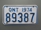 1974 YOM Clear Ontario Motorcycle License Plate