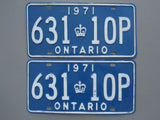 1971 YOM Clear Ontario License Plates