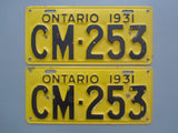 1931 YOM Clear Ontario License Plates