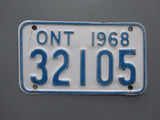 1968 YOM Clear Ontario Motorcycle License Plate