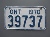 1970 YOM Clear Ontario Motorcycle License Plate
