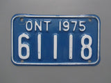 1975 YOM Clear Ontario Motorcycle License Plate