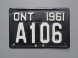 1961 YOM Clear Ontario Motorcycle License Plate