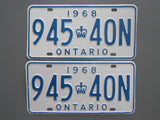 1968 YOM Clear Ontario License Plates