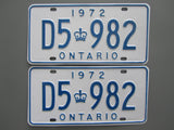 1972 YOM Clear Ontario License Plates