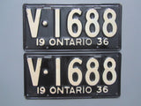 1936 YOM Clear Ontario License Plates