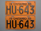 1935 YOM Clear Ontario License Plates