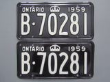 1959 YOM Clear Ontario License Plates