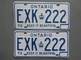 1973 YOM Clear Ontario License Plates