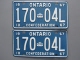 1967 YOM Clear Ontario License Plates
