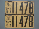 1912 YOM Clear Ontario License Plates