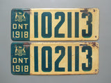 1918 YOM Clear Ontario License Plates