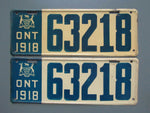 1918 YOM Clear Ontario License Plates