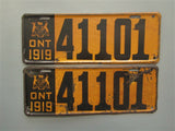 1919 YOM Clear Ontario License Plates