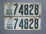 1920 YOM Clear Ontario License Plates