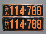 1921 YOM Clear Ontario License Plates
