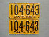 1924 YOM Clear Ontario License Plates