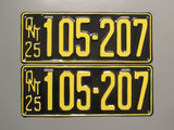 1925 YOM Clear Ontario License Plates