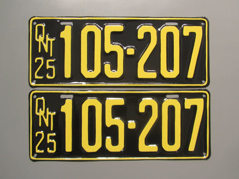 1925 YOM Clear Ontario License Plates