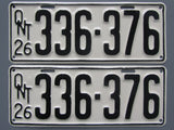 1926 YOM Clear Ontario License Plates