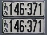1926 YOM Clear Ontario License Plates