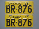 1931 YOM Clear Ontario License Plates