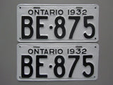 1932 YOM Clear Ontario License Plates