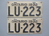 1932 YOM Clear Ontario License Plates