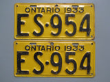 1933 YOM Clear Ontario License Plates