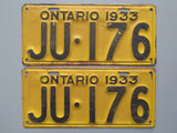 1933 YOM Clear Ontario License Plates