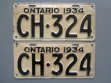 1934 YOM Clear Ontario License Plates
