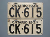 1934 YOM Clear Ontario License Plates