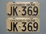 1934 YOM Clear Ontario License Plates