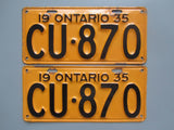 1935 YOM Clear Ontario License Plates