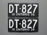 1936 YOM Clear Ontario License Plates