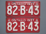 1937 YOM Clear Ontario License Plates