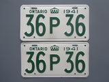 1941 YOM Clear Ontario License Plates
