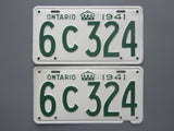 1941 YOM Clear Ontario License Plates