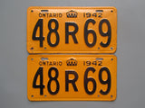 1942 YOM Clear Ontario License Plates